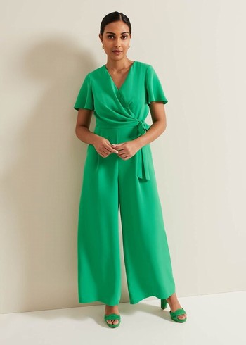 Phase Eight Petite Julissa Wide Leg Jumpsuit Green USA | 0697382-FM